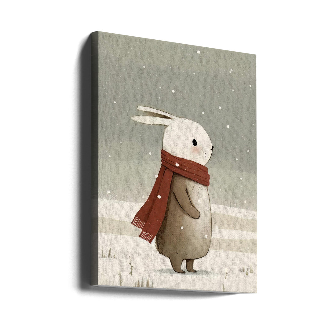 Winter Bunny by Bilge Paksoylu | Cute Snow Rabbit, Large Canvas Wall Art Print | Artsy Earth