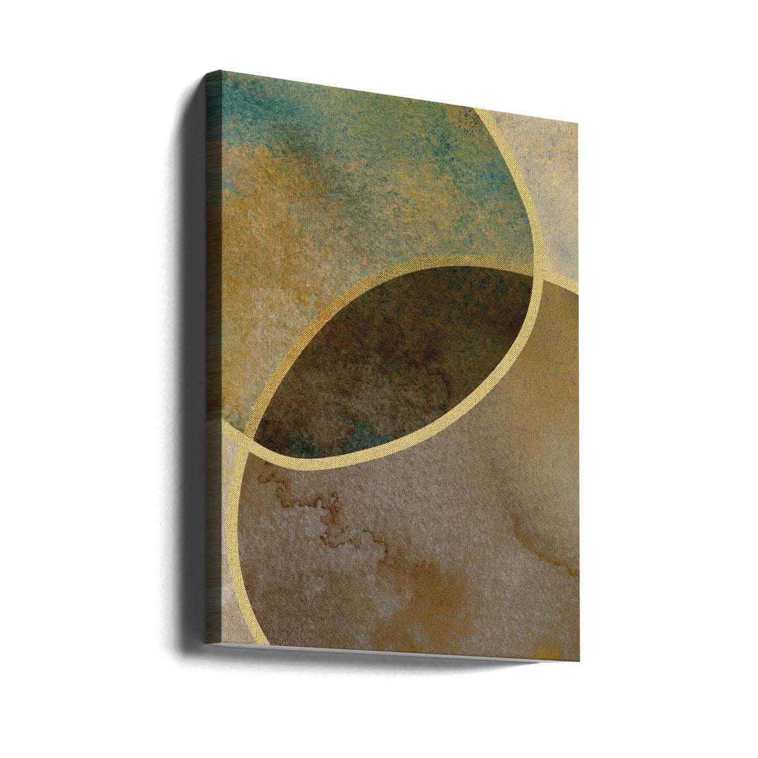 Abstract Circles With Gold by Bilge Paksoylu | Geometric Gold Pattern, Large Canvas Wall Art Print | Artsy Earth