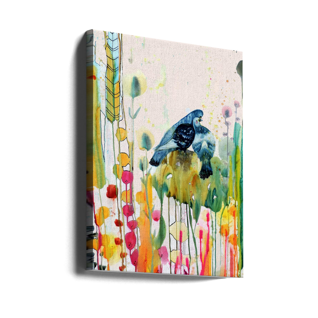 Watercolor Bird Art by Sylvie Demers | Floral Watercolor Birds, Large Canvas Wall Art Print | Artsy Earth