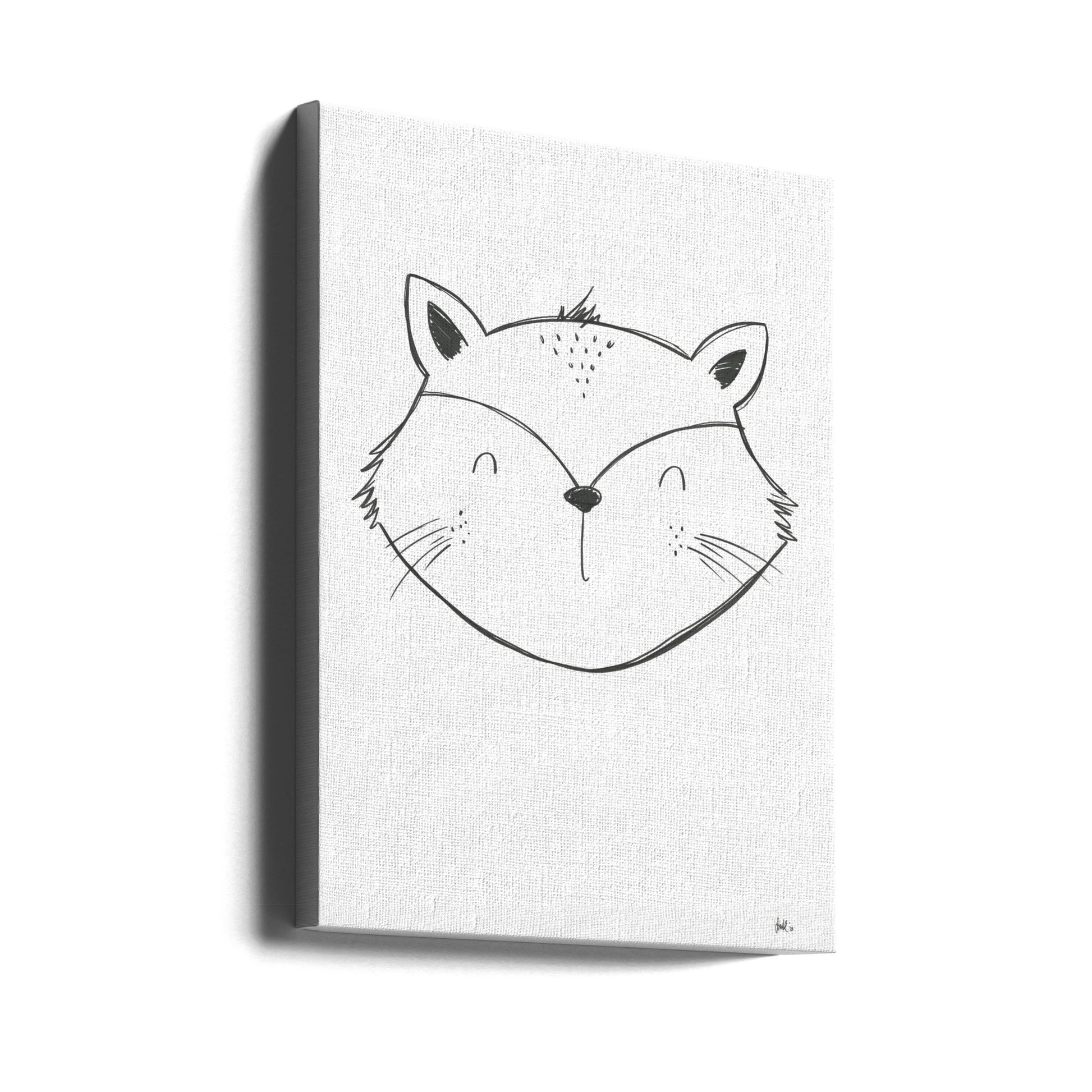 Cute Fox Drawing by Lor Muller | Minimalist Fox Illustration, Large Canvas Wall Art Print | Artsy Earth