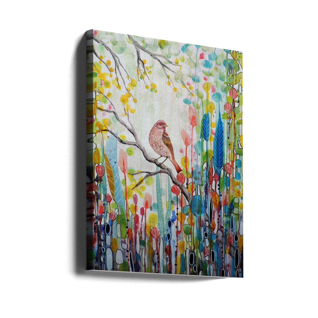 Spring Birds by Sylvie Demers | Watercolor Birds Abstract, Large Canvas Wall Art Print | Artsy Earth