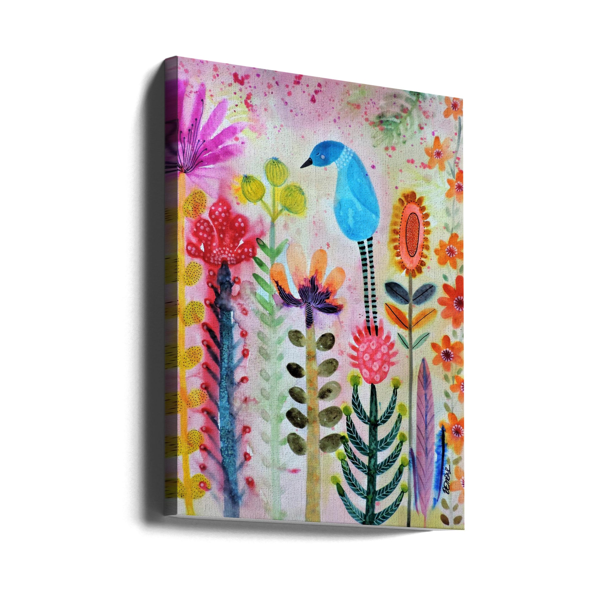 Garden Joy by Sylvie Demers | Floral Watercolor Birds, Large Canvas Wall Art Print | Artsy Earth