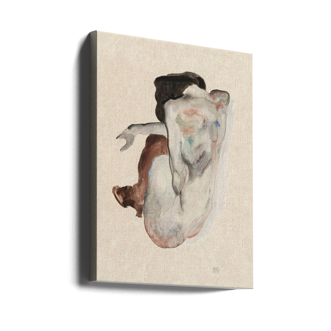 Crouching Nude by Egon Schiele | Fine Art Watercolor, Large Canvas Wall Art Print | Artsy Earth