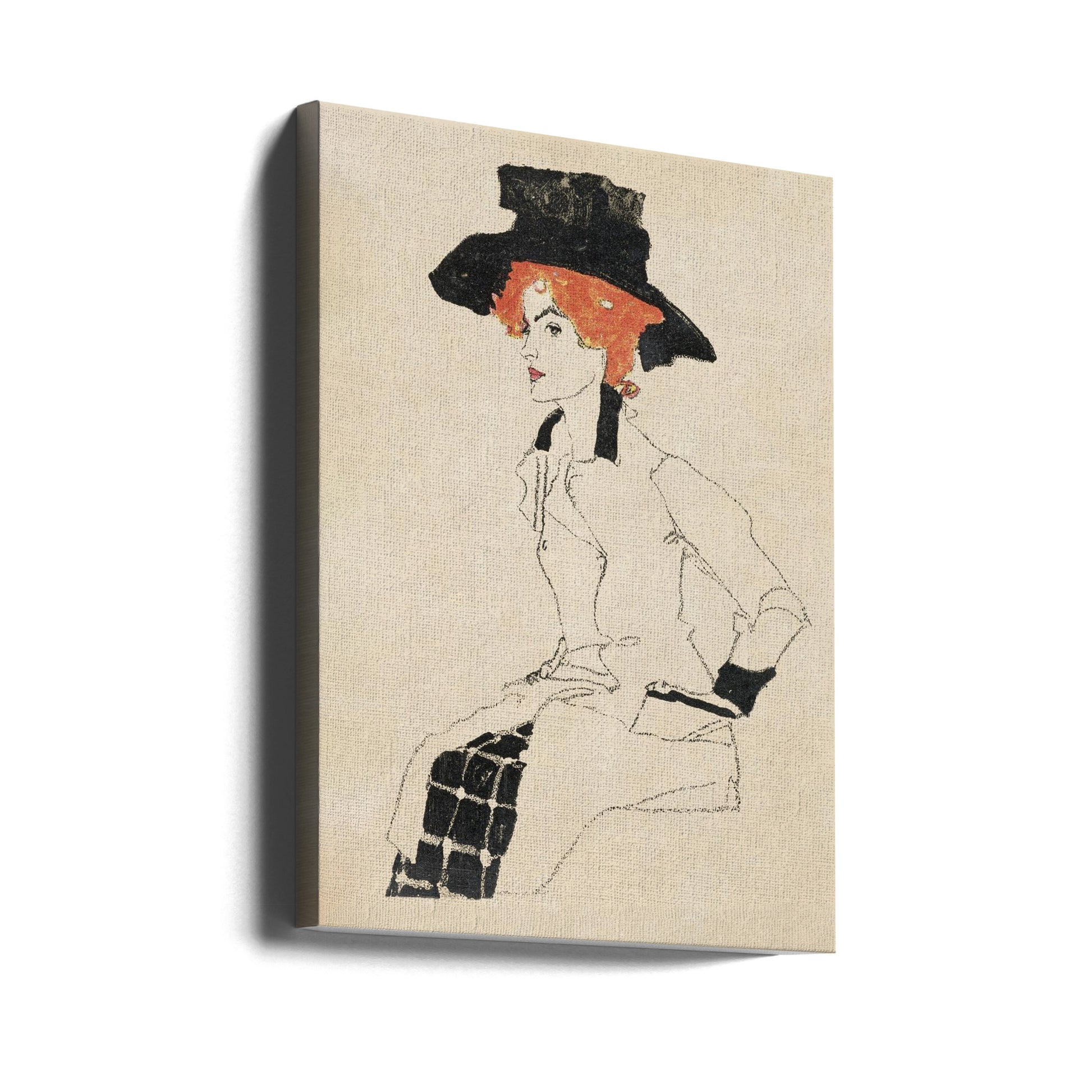 Portrait of a Woman by Egon Schiele | Classic Expressionist Drawing, Large Canvas Wall Art Print | Artsy Earth