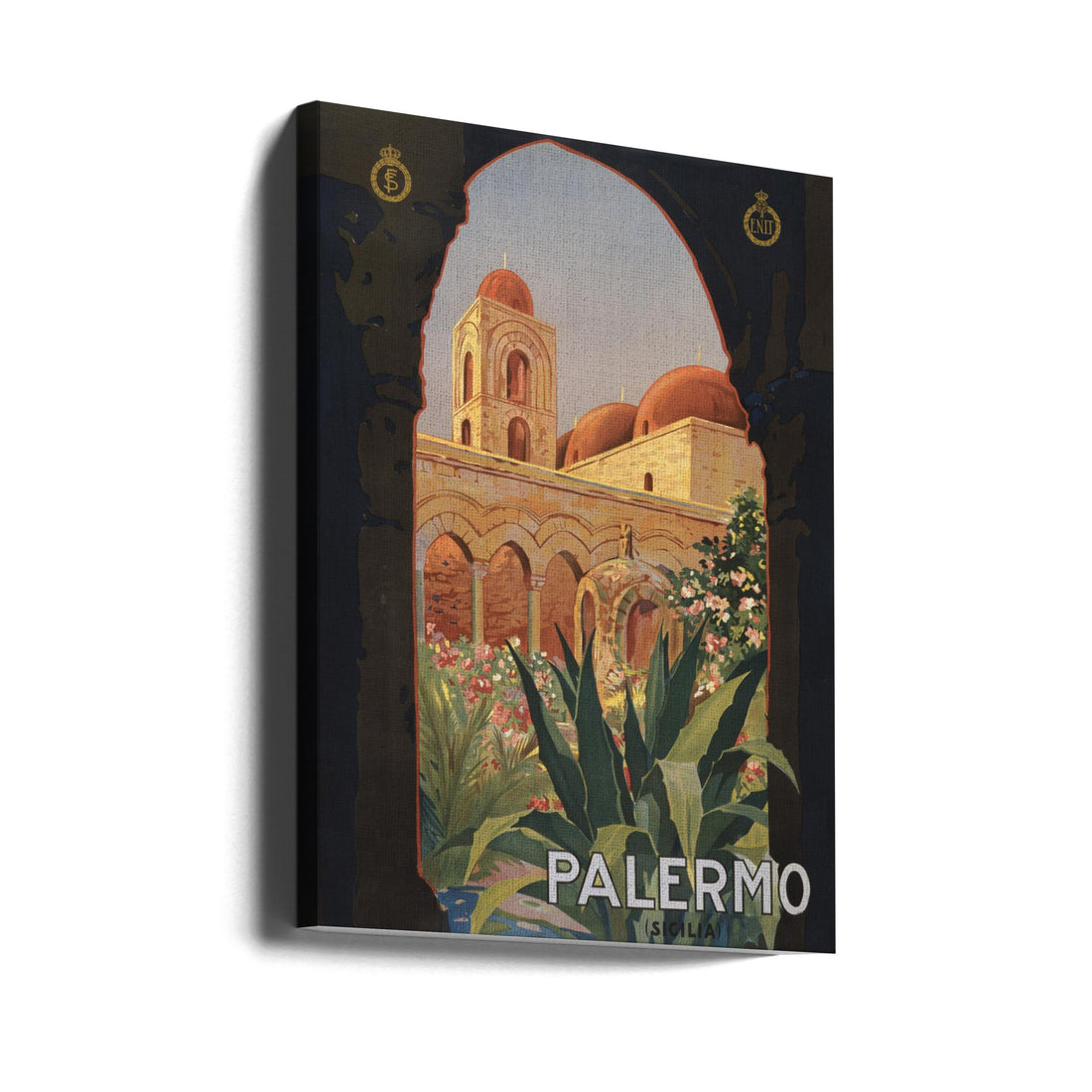 Palermo Sicily by Vintage Travel Poster | Vintage Travel Poster, Large Canvas Wall Art Print | Artsy Earth