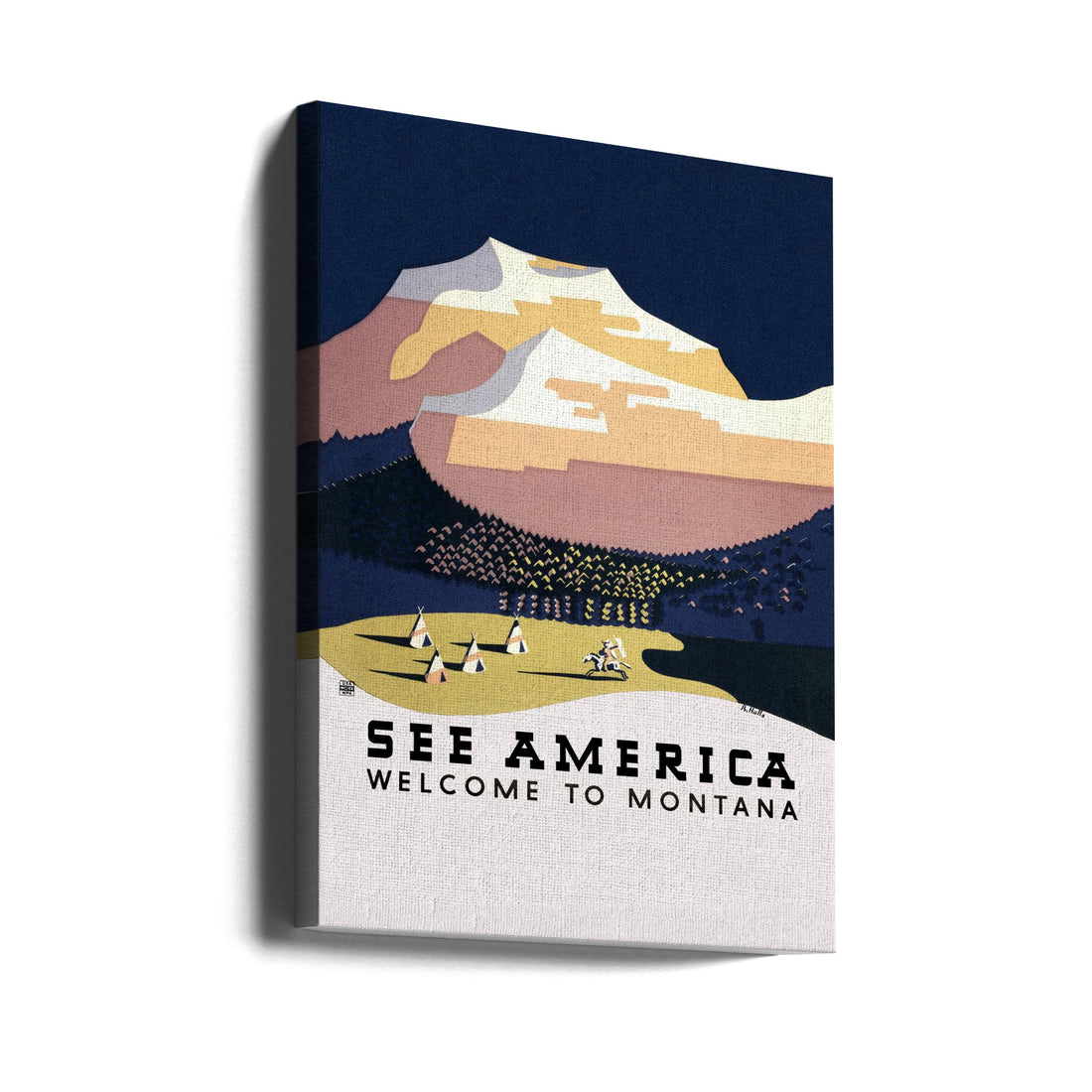 Welcome To Montana by Vintage Travel Poster | Vintage Travel Poster, Large Canvas Wall Art Print | Artsy Earth