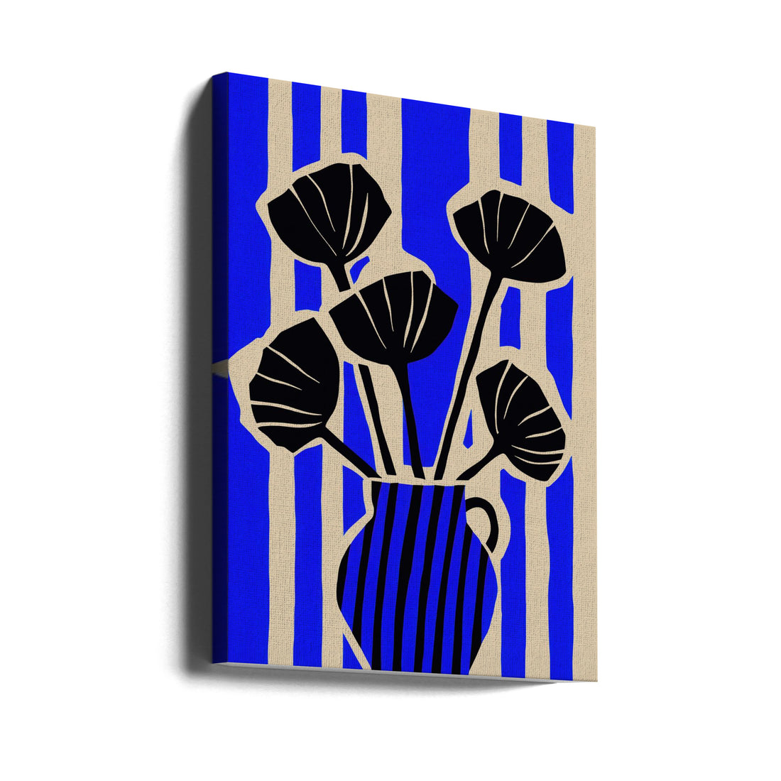 Striped Still Life Blue by Treechild | Blue Floral Vase, Large Canvas Wall Art Print | Artsy Earth