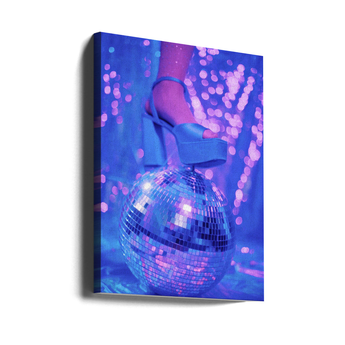 Disco Ball and Neon Platform by Samantha Hearn | Retro Disco Art, Large Canvas Wall Art Print | Artsy Earth