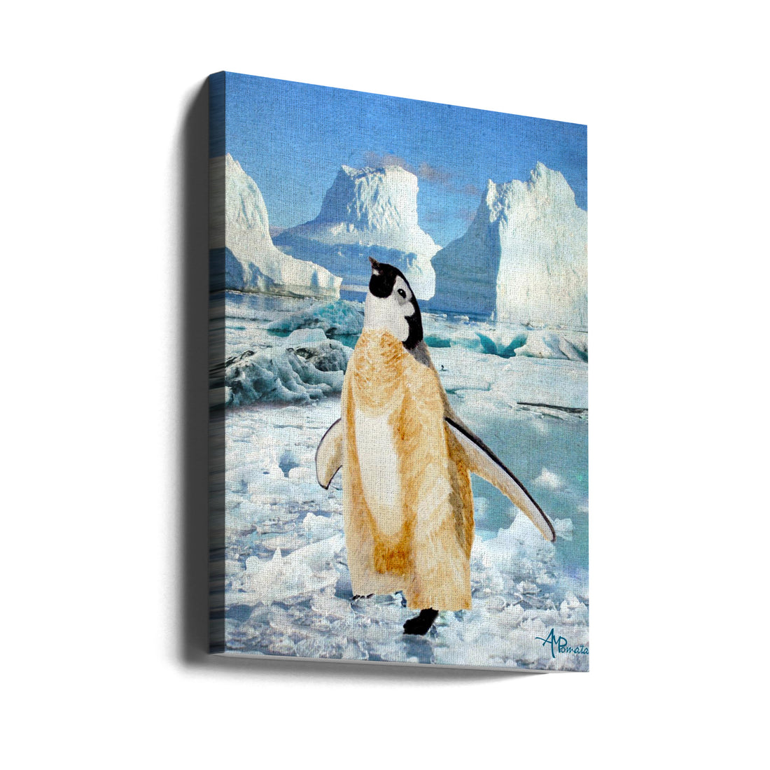 Penguin Chick In the Arctic by Angeles M. Pomata | Wildlife Nature Painting, Large Canvas Wall Art Print | Artsy Earth