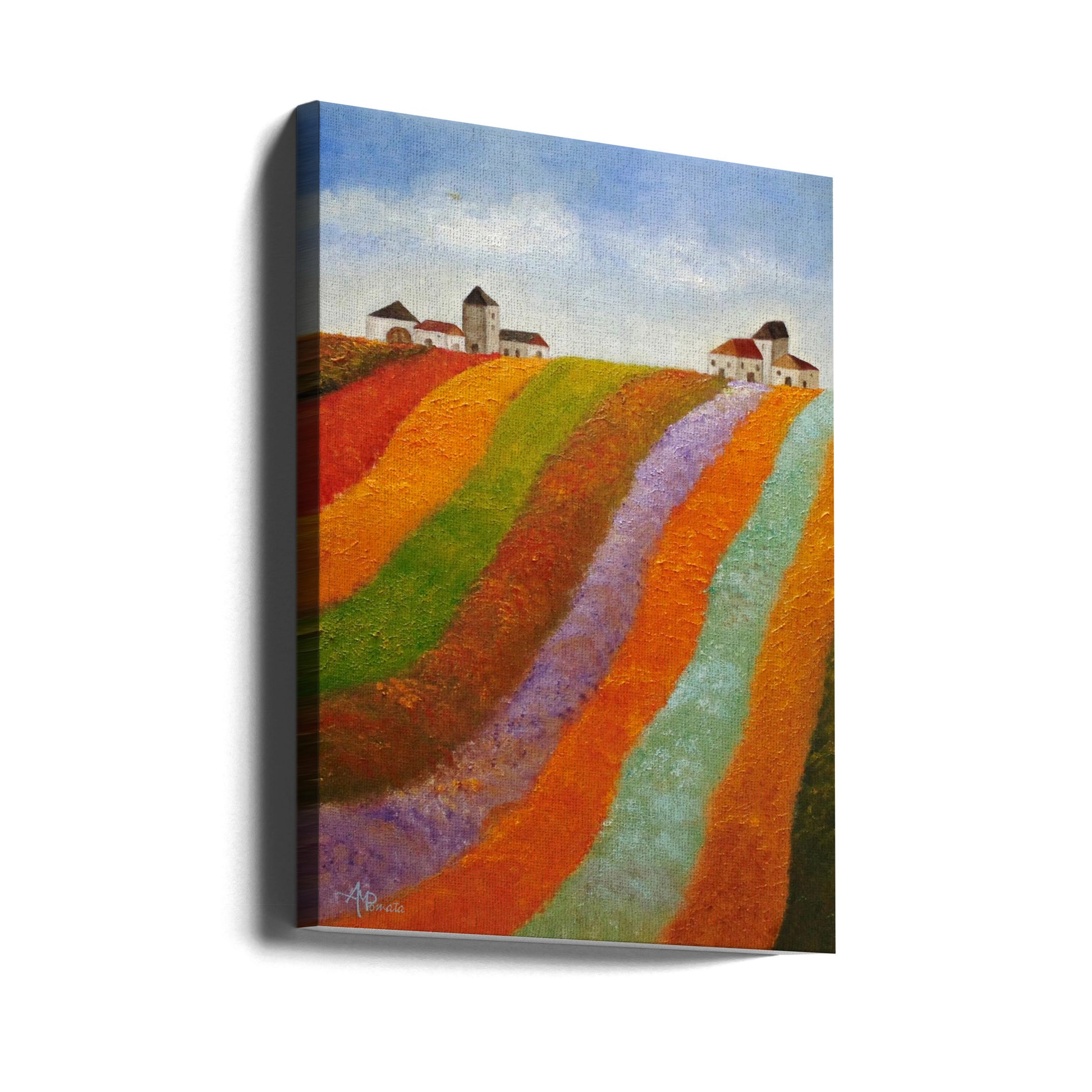 Stripy Valley by Angeles M. Pomata | Abstract Landscape Painting, Large Canvas Wall Art Print | Artsy Earth