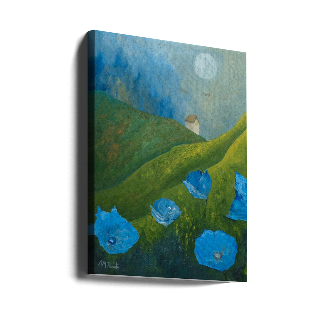 Blue In the Fields by Angeles M. Pomata | Abstract Landscape Painting, Large Canvas Wall Art Print | Artsy Earth