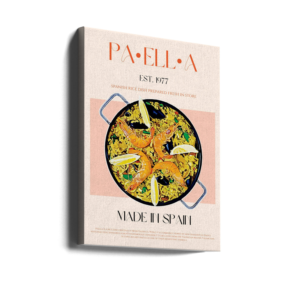 Spanish Paella Poster by Nazma Khokhar | Kitchen Food Inspiration, Large Canvas Wall Art Print | Artsy Earth