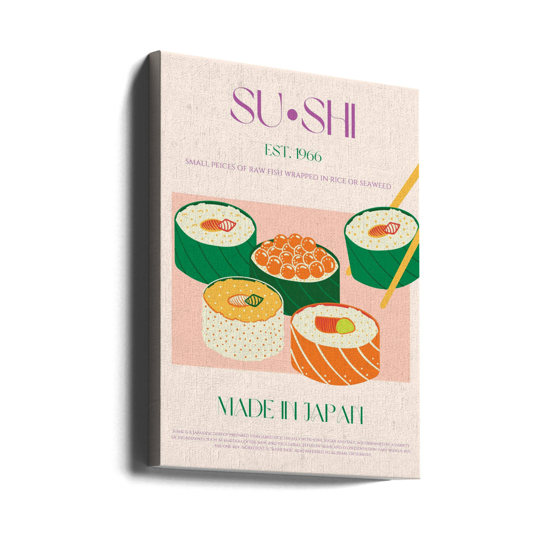 Sushi Poster by Nazma Khokhar | Japanese Food Art, Large Canvas Wall Art Print | Artsy Earth