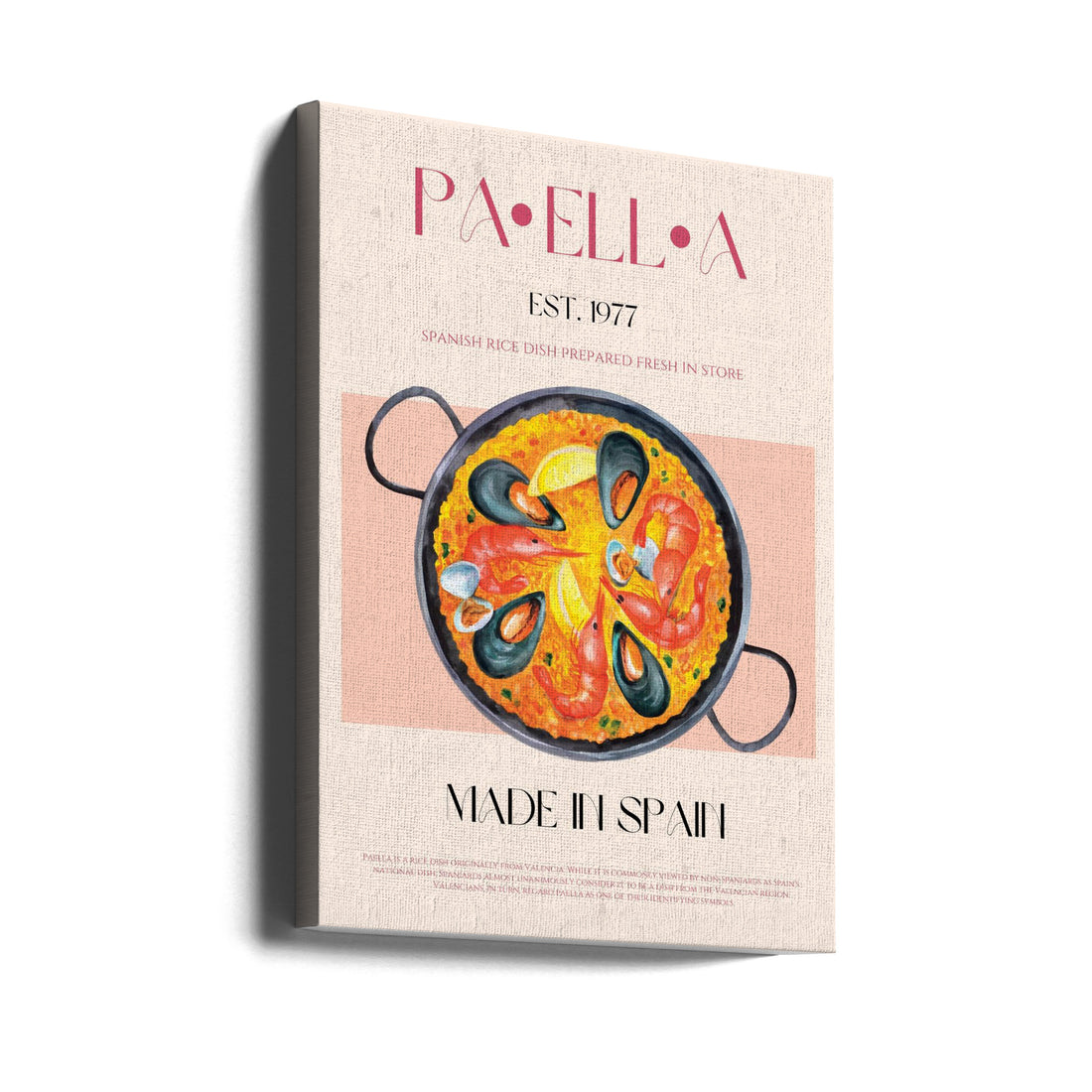 Spanish Paella Poster by Nazma Khokhar | Kitchen Food Inspiration, Large Canvas Wall Art Print | Artsy Earth