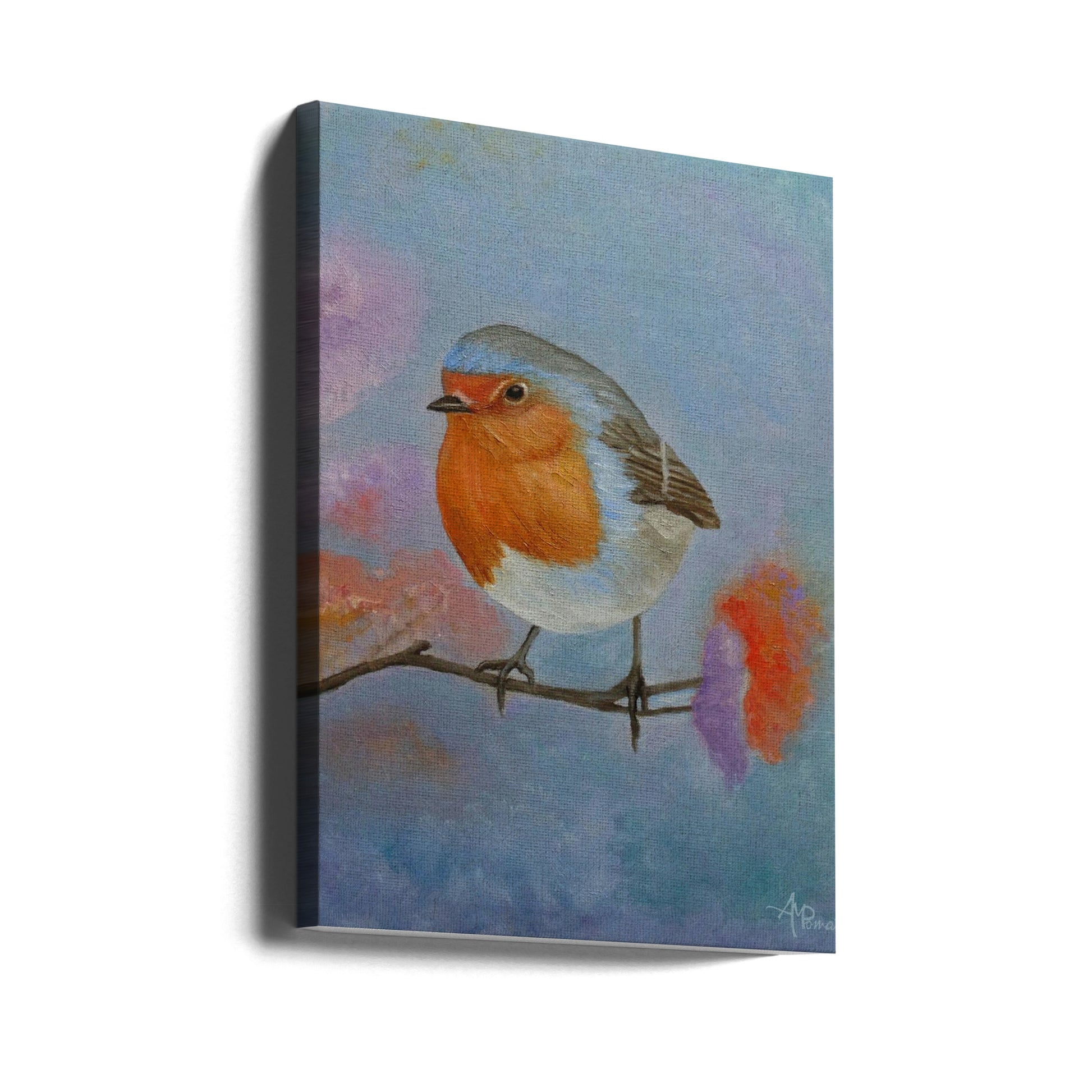 Robin Bird Art by Angeles M. Pomata | Watercolor Wildlife Nature, Large Canvas Wall Art Print | Artsy Earth