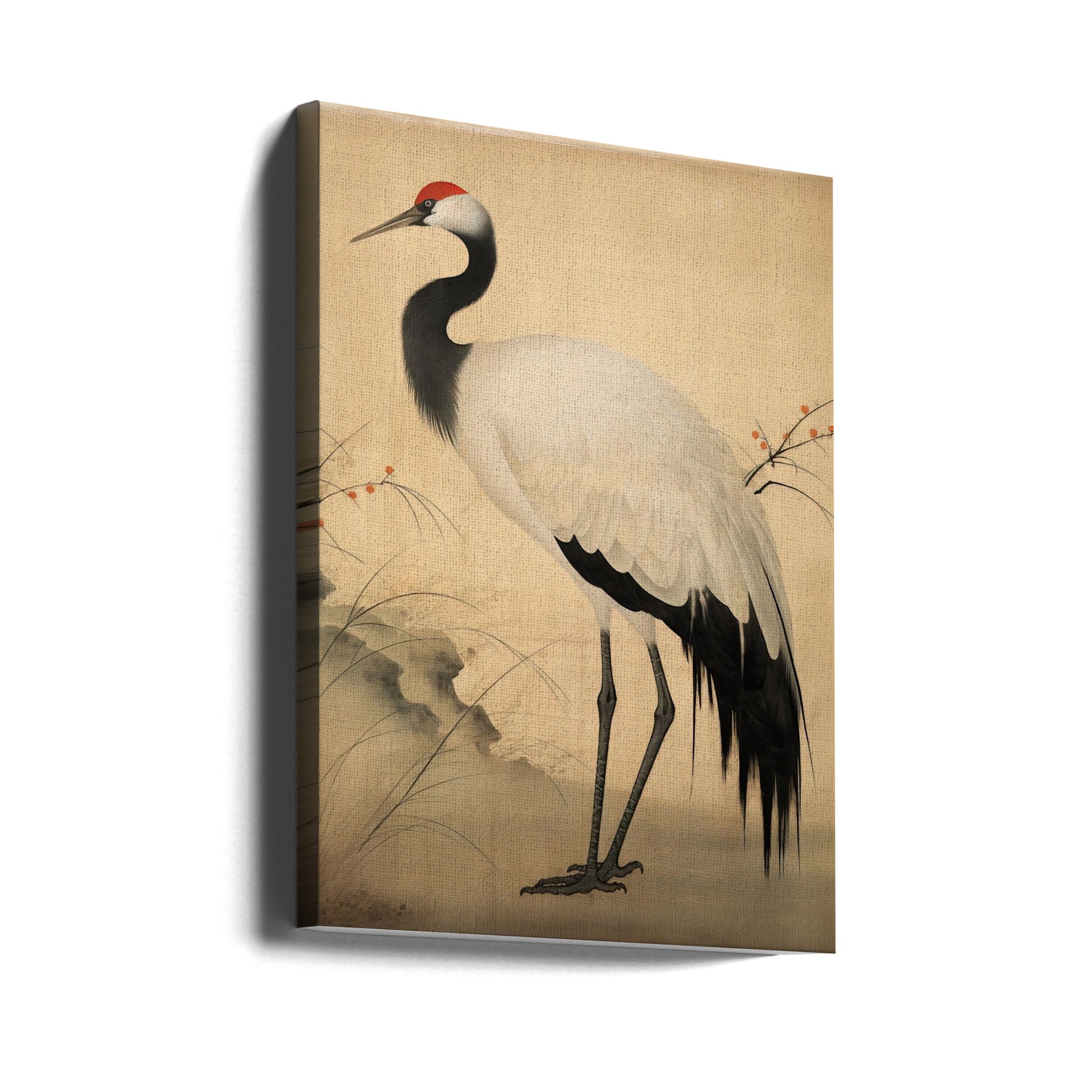 Crane Bird Art by Bilge Paksoylu | Wildlife Nature Painting, Large Canvas Wall Art Print | Artsy Earth