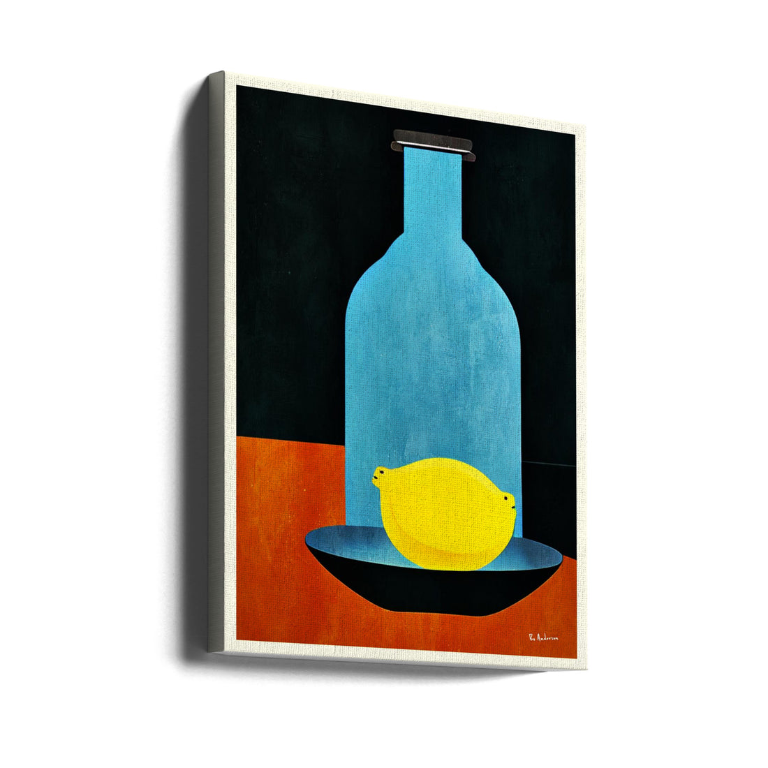 Bottle With Lemon by Bo Anderson | Still Life Drinks, Large Canvas Wall Art Print | Artsy Earth