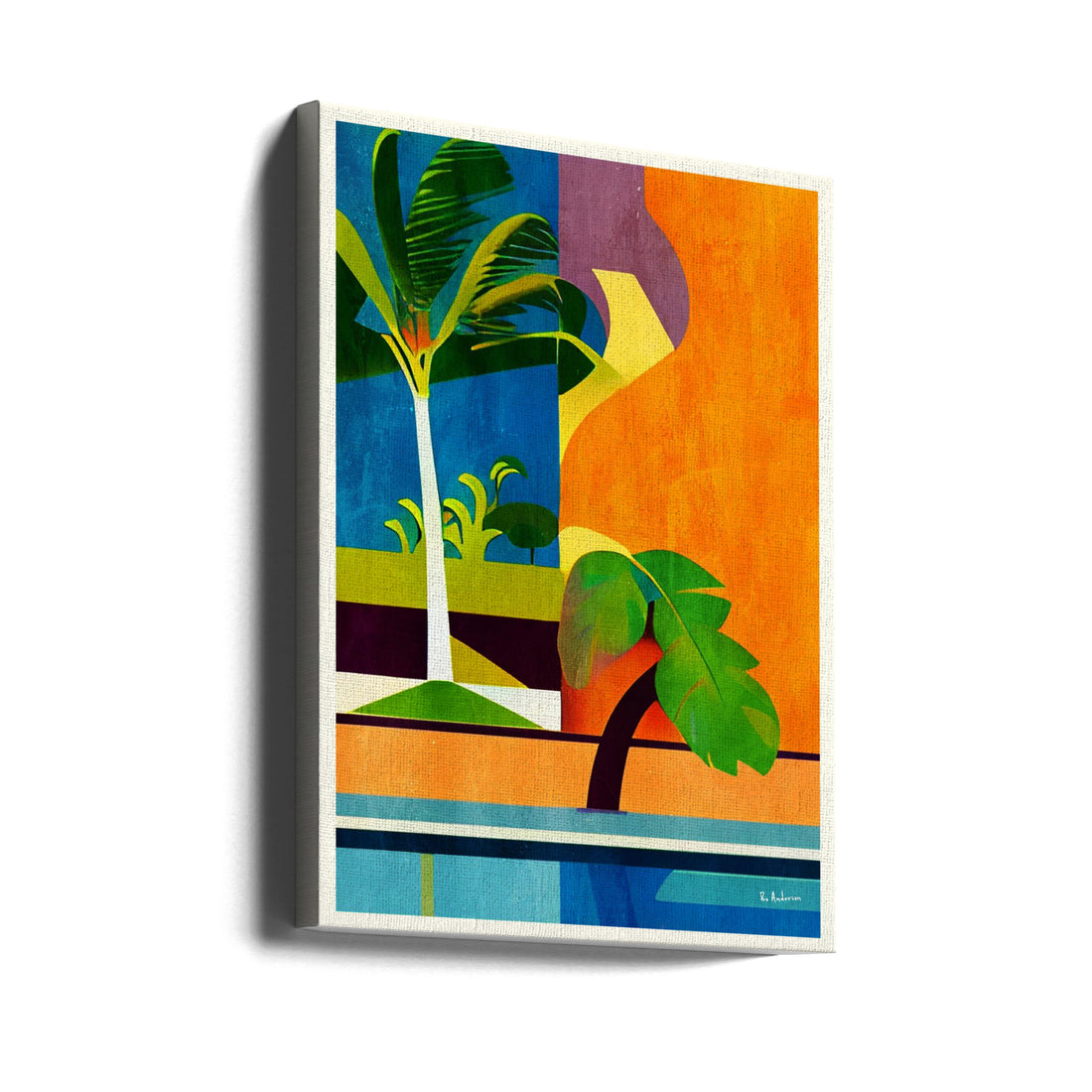 Tropical Palm Island by Bo Anderson | Colorful Tropical Landscape, Large Canvas Wall Art Print | Artsy Earth