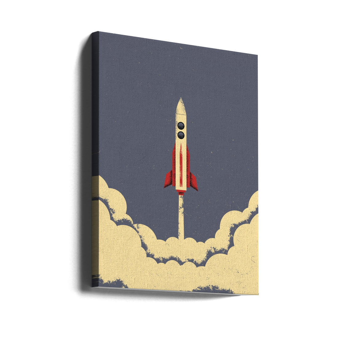 Retro Space Rocket by Vision Grasp Art | Vintage Graphic Illustration, Large Canvas Wall Art Print | Artsy Earth