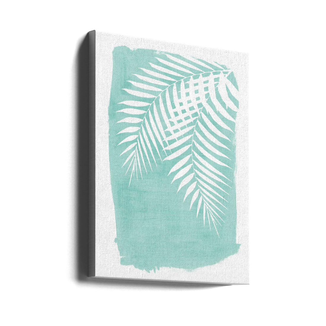 Teal Palm Leaves Foliage Silhouette by Amini54 | Botanical Palm Watercolor, Large Canvas Wall Art Print | Artsy Earth