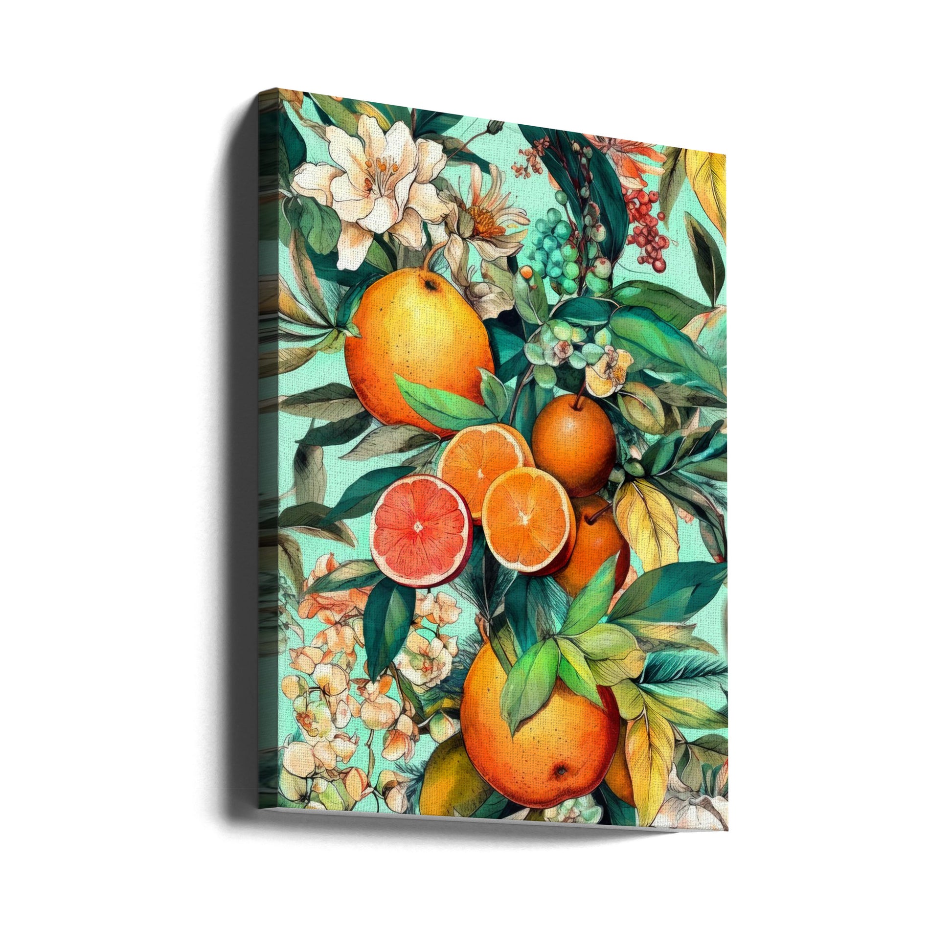 Flowers and Fruits by Justyna Jaszke | Fresh Botanical Nature, Large Canvas Wall Art Print | Artsy Earth