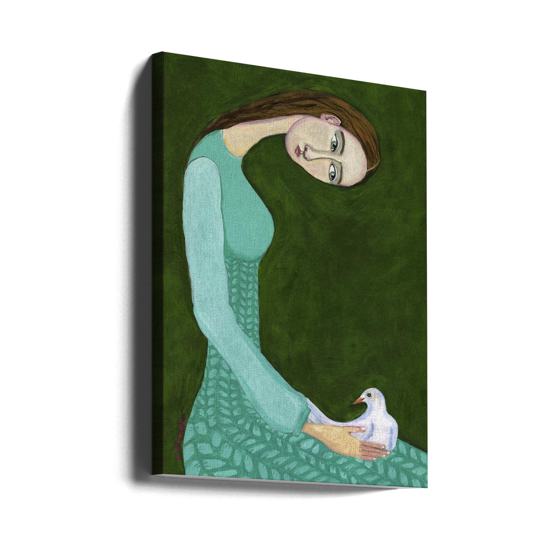 Lady with White Dove by Sharyn Bursic | Woman Portrait Bird, Large Canvas Wall Art Print | Artsy Earth