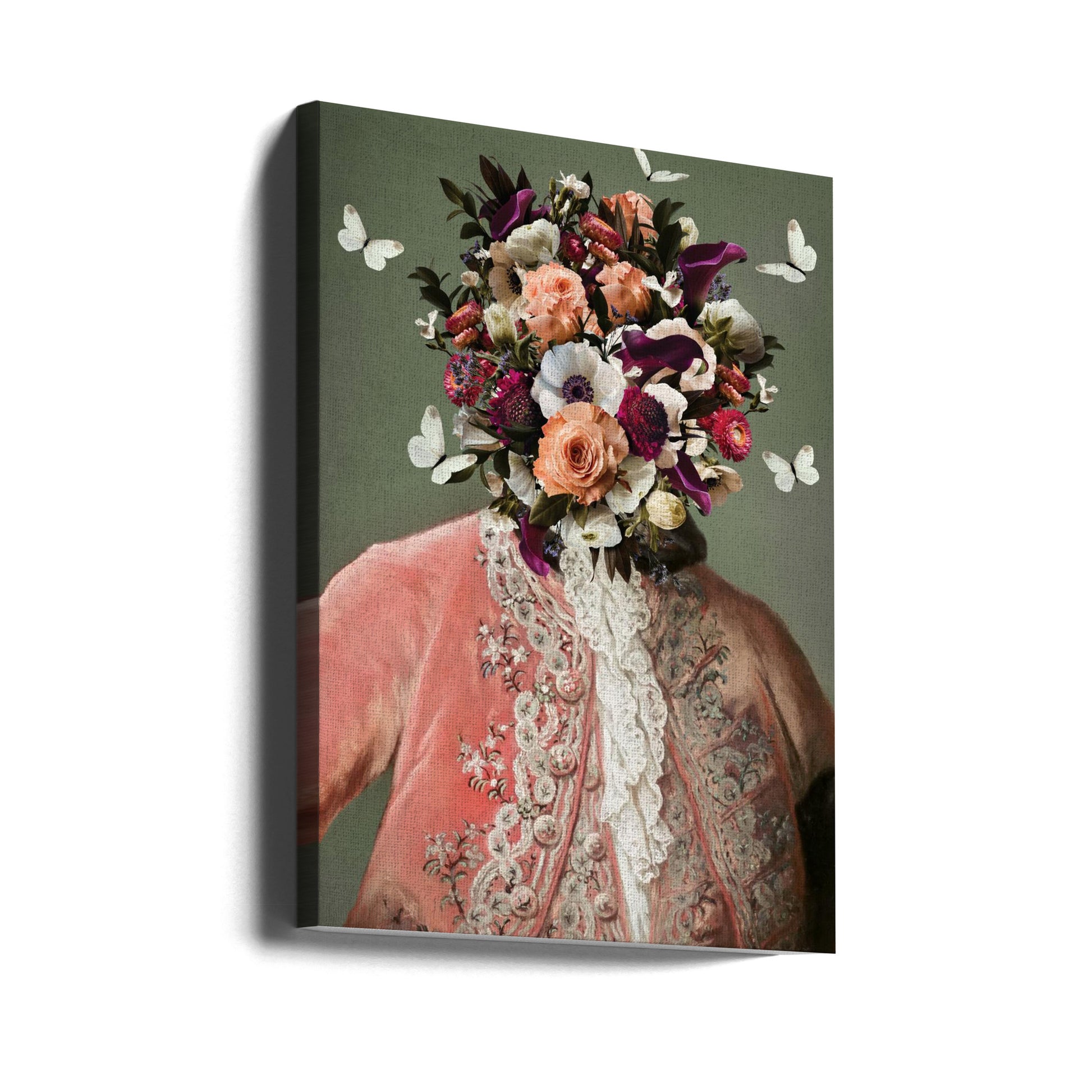 Sir Pinky DoDa by Sue Skellern | Floral Surreal Portrait, Large Canvas Wall Art Print | Artsy Earth