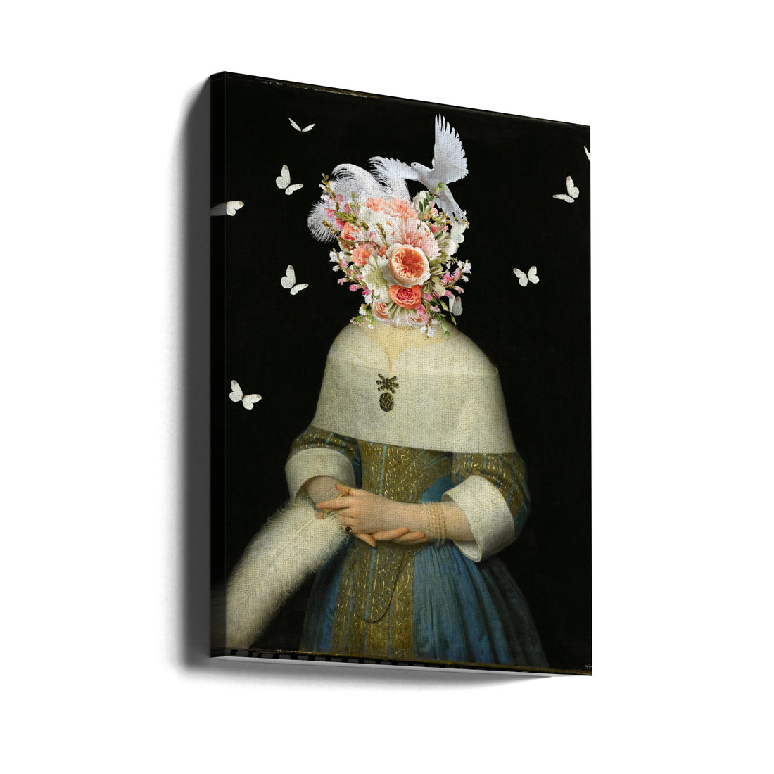 Lady Jane Dovelander by Sue Skellern | Surreal Floral Portrait, Large Canvas Wall Art Print | Artsy Earth