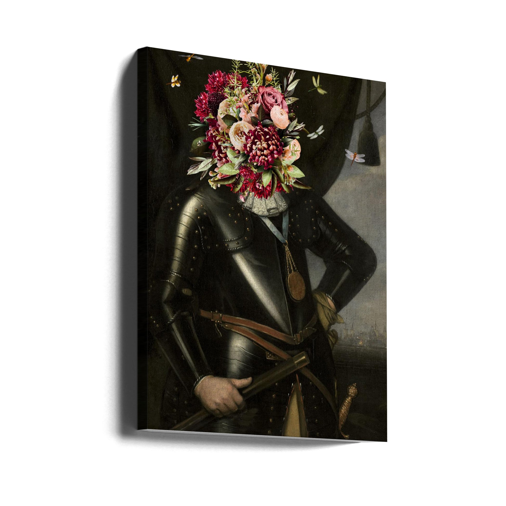 The Dark Knight by Sue Skellern | Surreal Floral Portrait, Large Canvas Wall Art Print | Artsy Earth