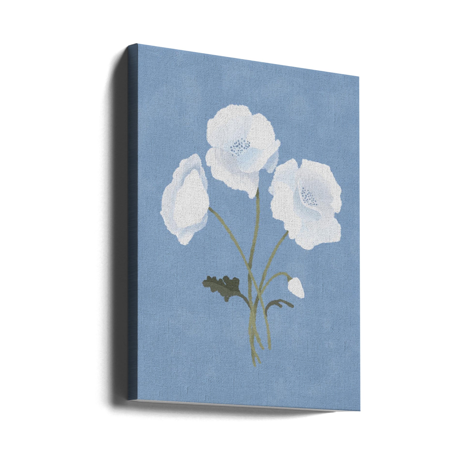 White On Blue by Goed Blauw | Minimal Floral Illustration, Large Canvas Wall Art Print | Artsy Earth