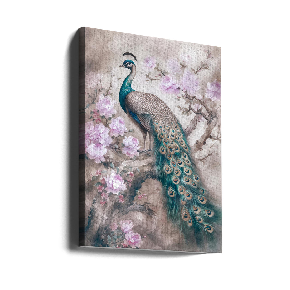 Peacocks Romance Garden by Andrea Haase | Fairytale Bird Illustration, Large Canvas Wall Art Print | Artsy Earth