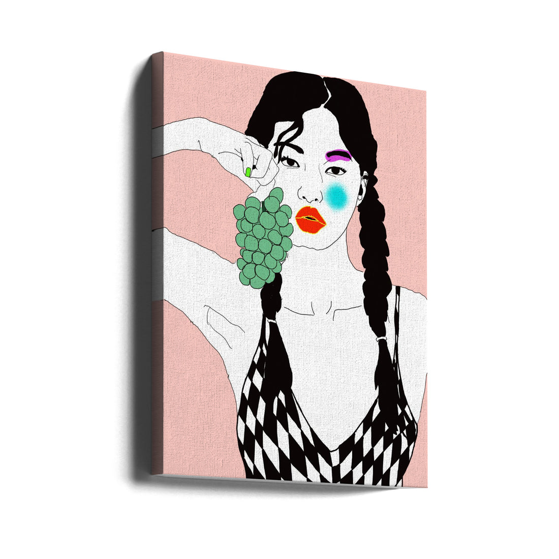 Girl with Grapes by Ana Sneeringer | Figurative Food Illustration, Large Canvas Wall Art Print | Artsy Earth