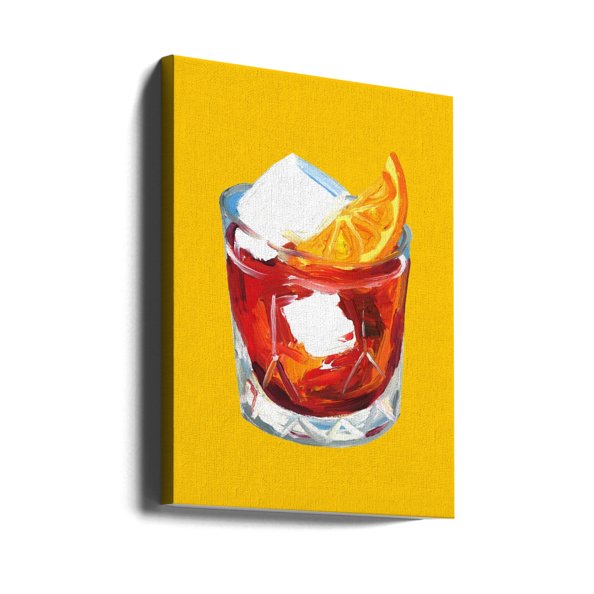 Negroni Sunshine Yellow by Alice Straker | Cocktail Bar Illustration, Large Canvas Wall Art Print | Artsy Earth