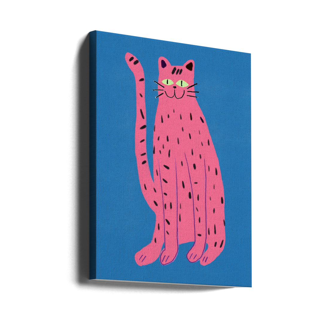 Pink Cat Illustration by Little Dean | Cute Animal Nursery, Large Canvas Wall Art Print | Artsy Earth