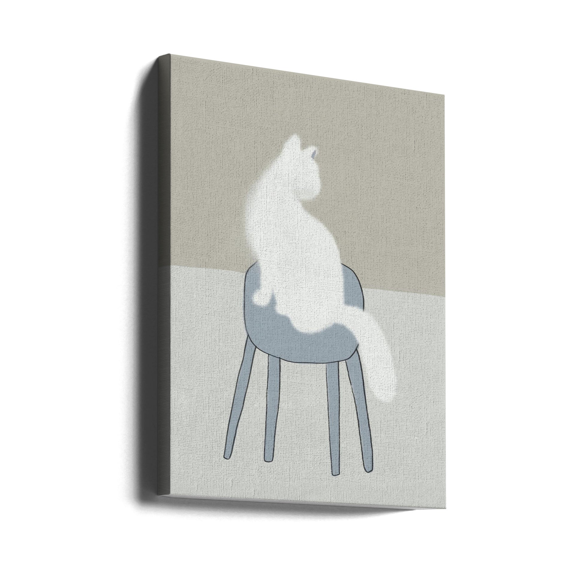 White Cat Illustration by Little Dean | Pet Cat Illustration, Large Canvas Wall Art Print | Artsy Earth