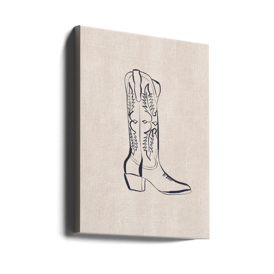 Cowboy Boots Illustration by Ivy Green Illustrations | Line Art Western Boot, Large Canvas Wall Art Print | Artsy Earth