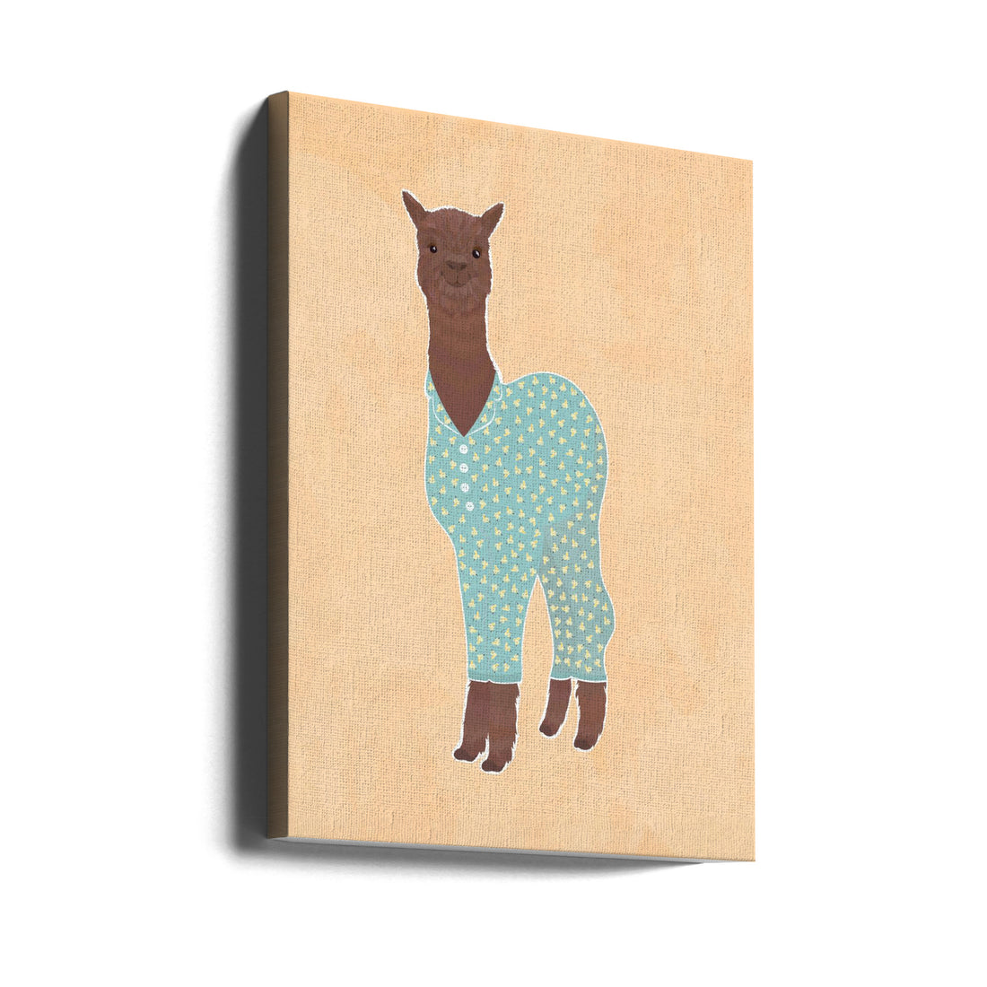 Llama In Pajamas by Sarah Manovski | Cute Nursery Animal, Large Canvas Wall Art Print | Artsy Earth