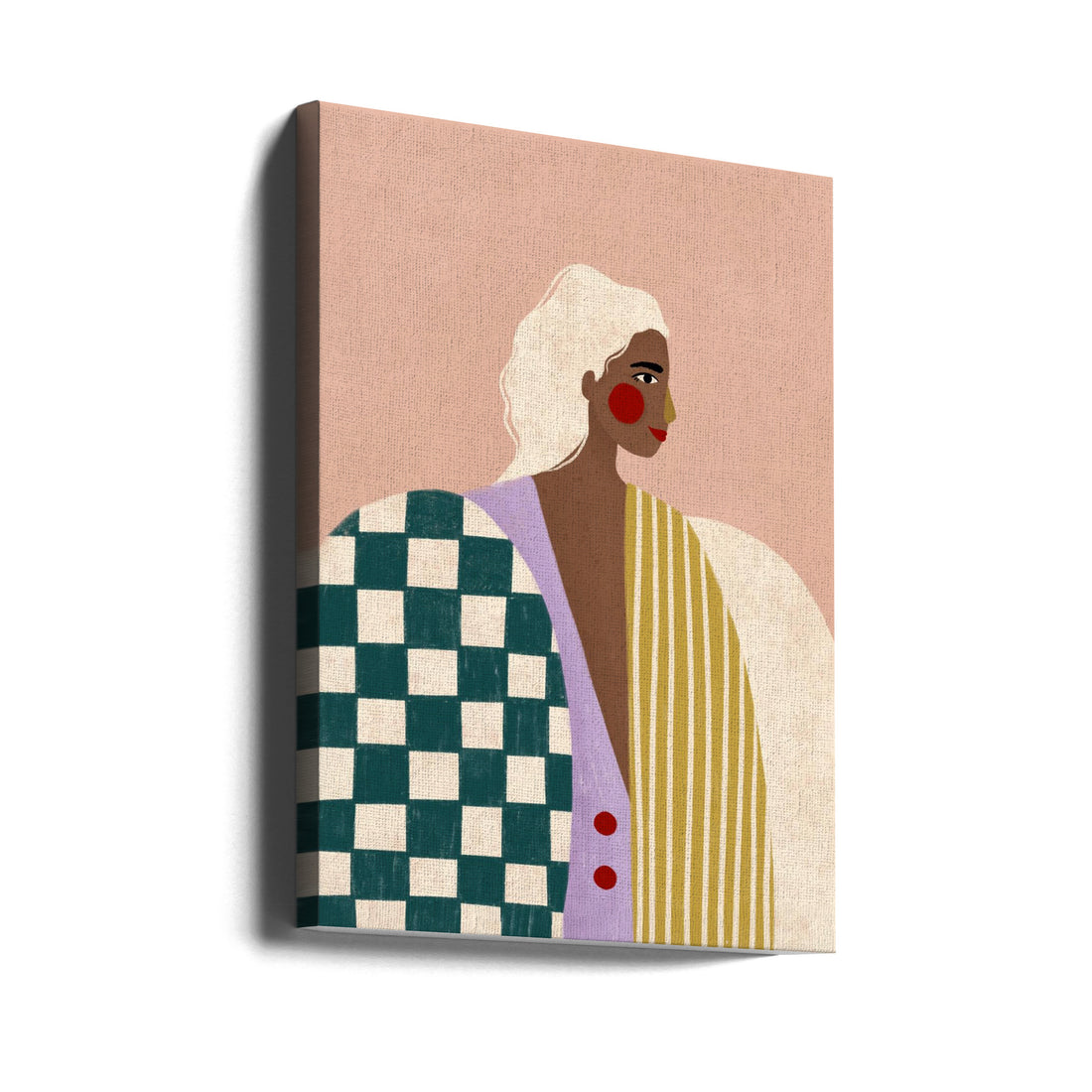 Funky Blouse by Bea Müller | Checkered Fashion Portrait, Large Canvas Wall Art Print | Artsy Earth