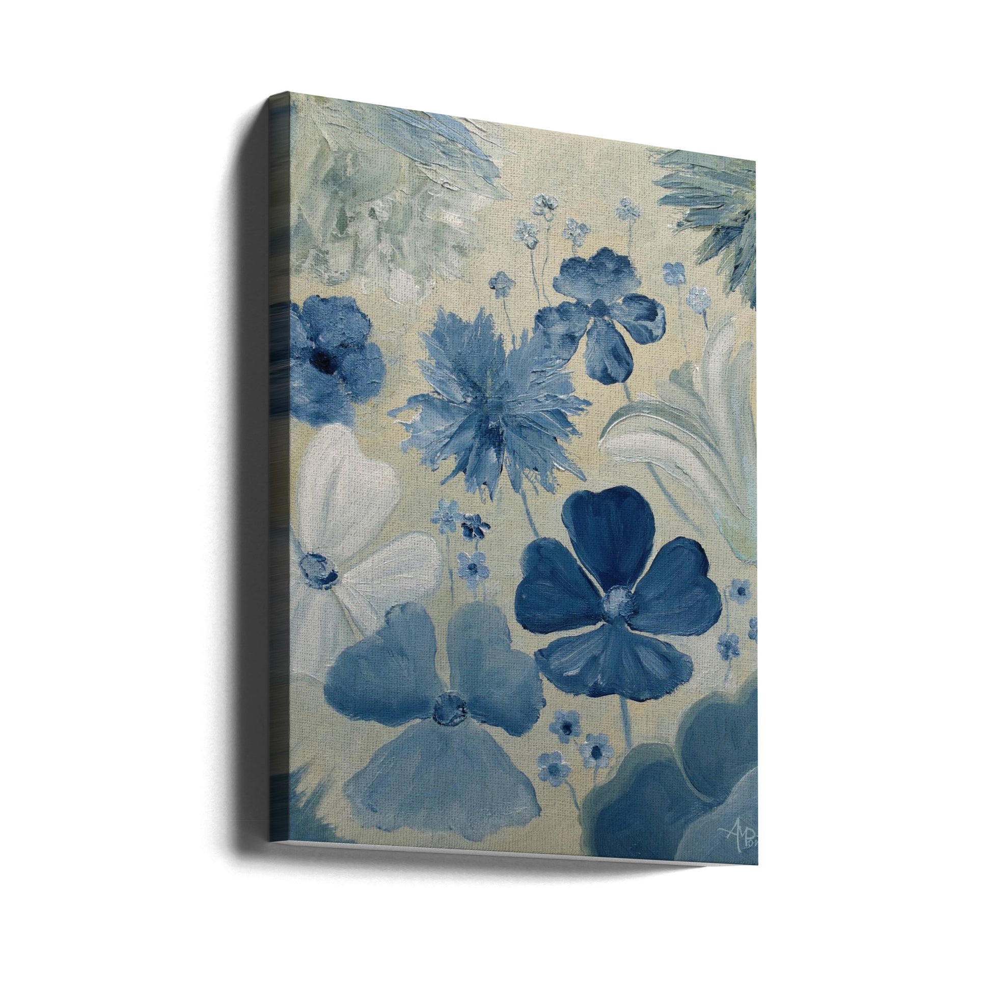 Silky Blue by Angeles M. Pomata | Blue Floral Painting, Large Canvas Wall Art Print | Artsy Earth