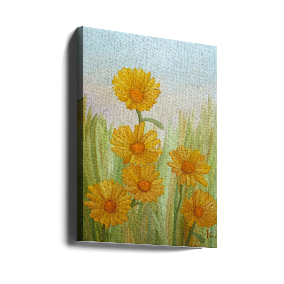 Field of Yellow Daisies by Angeles M. Pomata | Floral Botanical Painting, Large Canvas Wall Art Print | Artsy Earth