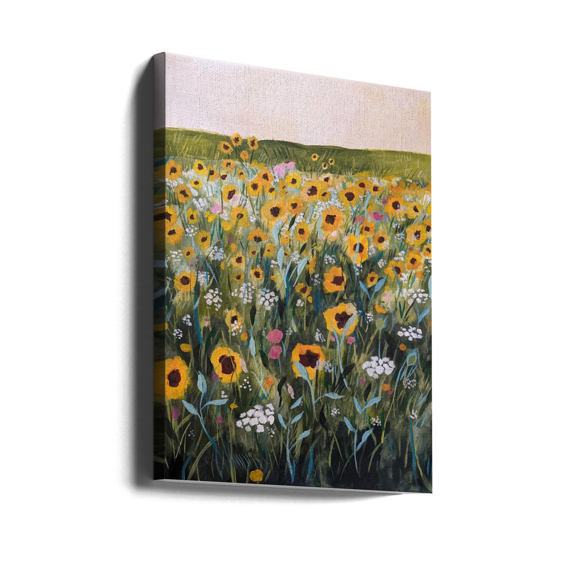 Flower Field by Claire Whitehead | Floral Countryside Landscape, Large Canvas Wall Art Print | Artsy Earth