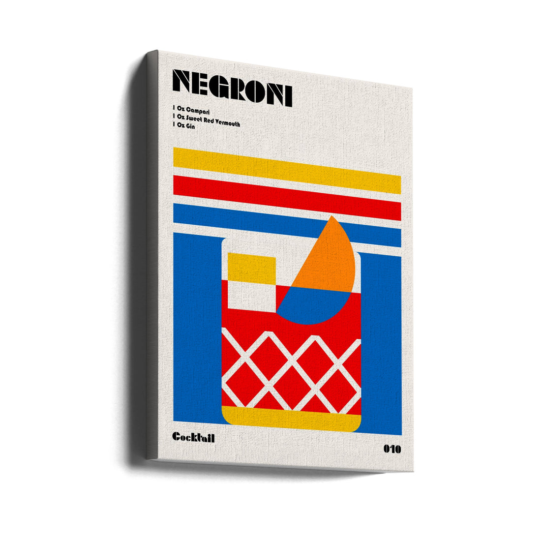 Negroni Bauhaus Cocktail by Retrodrome | Geometric Cocktail Illustration, Large Canvas Wall Art Print | Artsy Earth