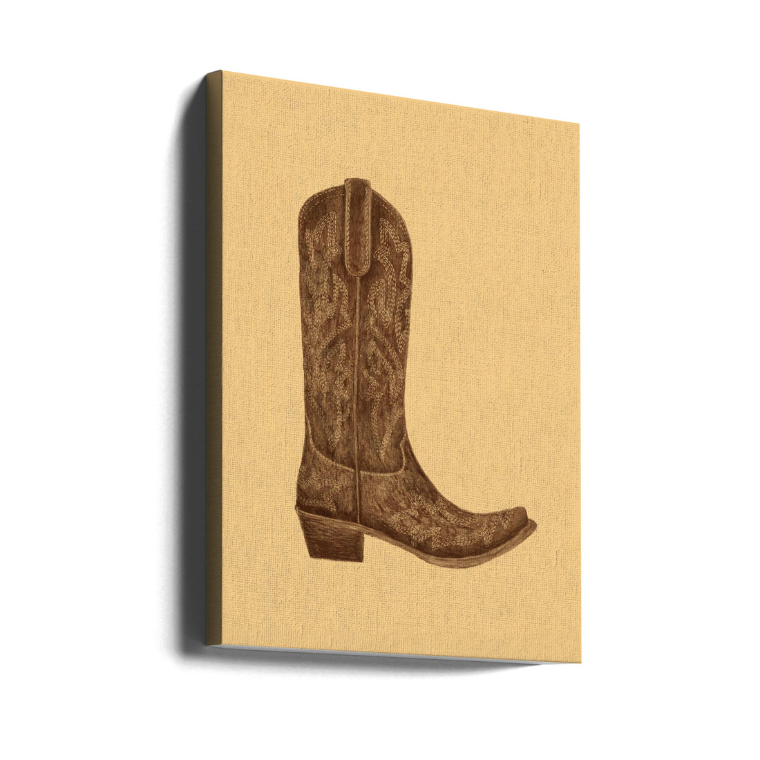 Brown Cowgirl Boot by Anyone Can Yeehaw | Vintage Western Boot, Large Canvas Wall Art Print | Artsy Earth