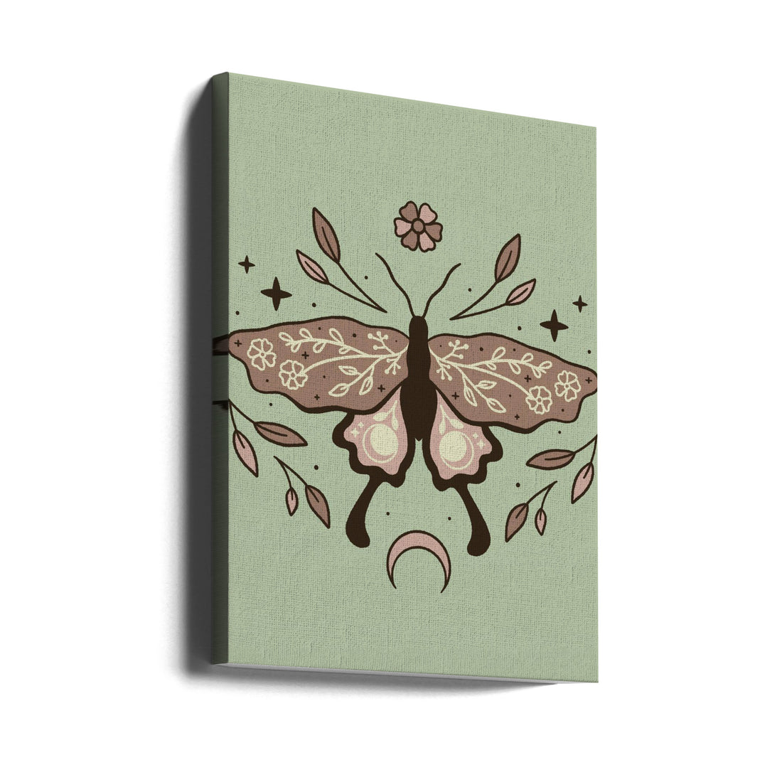 Floral Moth by Xyz Studio | Moth Illustration Design, Large Canvas Wall Art Print | Artsy Earth