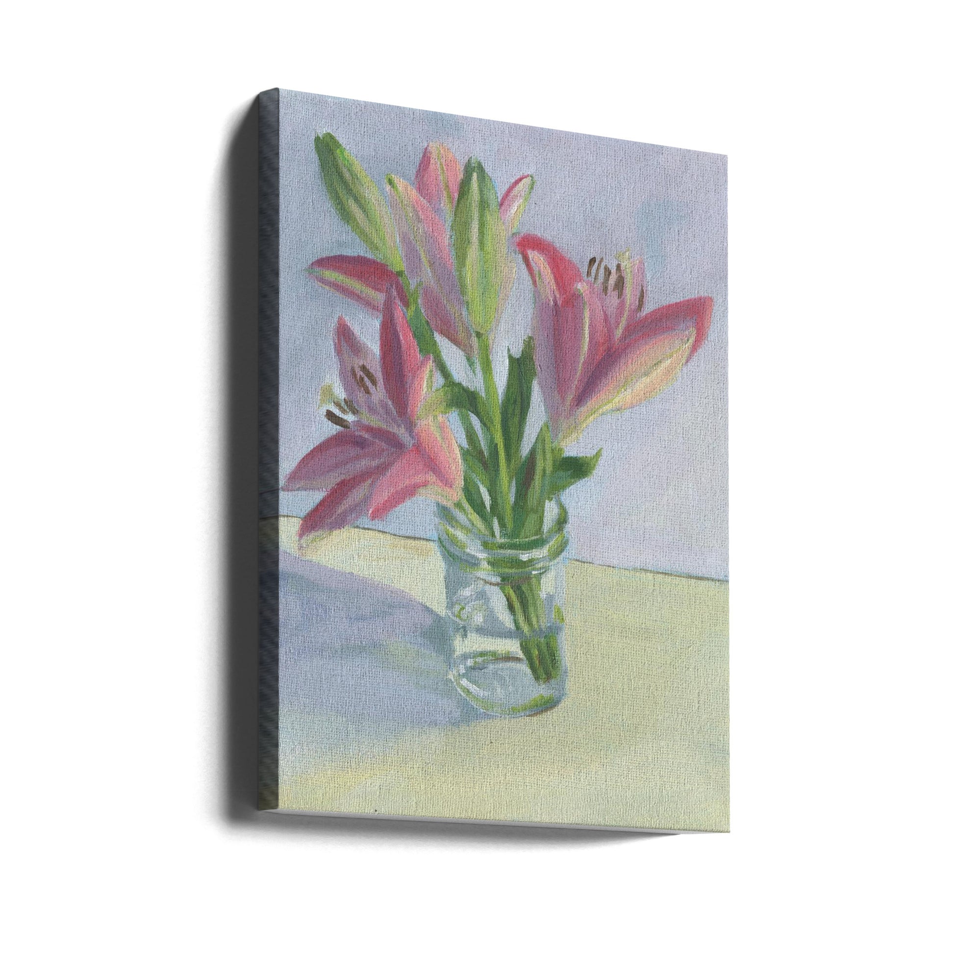 Pink Lilies by Carrie Arnold | Floral Canvas Painting, Large Canvas Wall Art Print | Artsy Earth