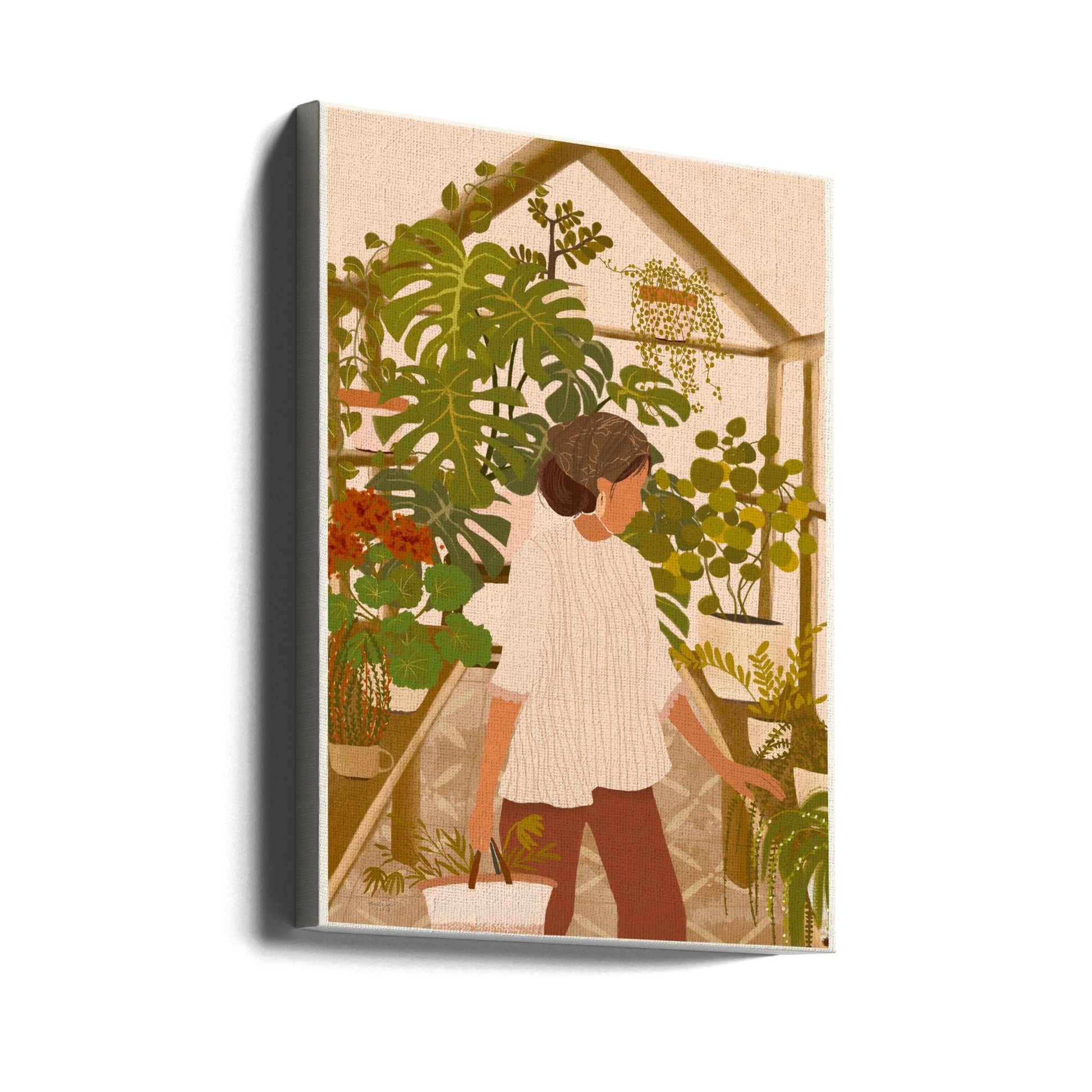 Greenhouse Garden by Andi Bell Art | Botanical Farm Illustration, Large Canvas Wall Art Print | Artsy Earth