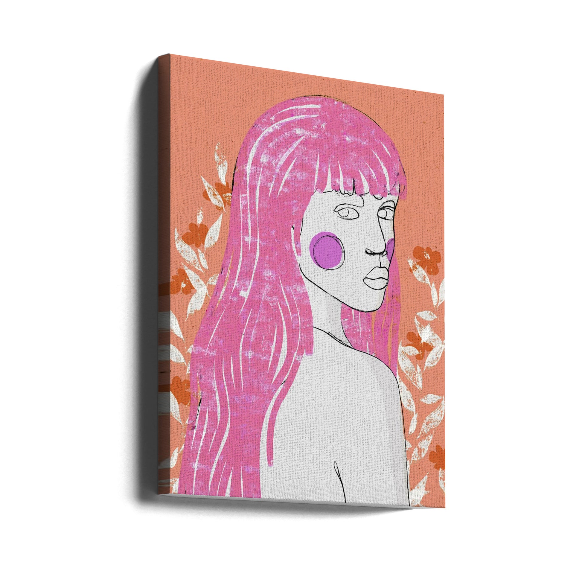 Peach Amazon Girl by Treechild | Female Portrait Illustration, Large Canvas Wall Art Print | Artsy Earth