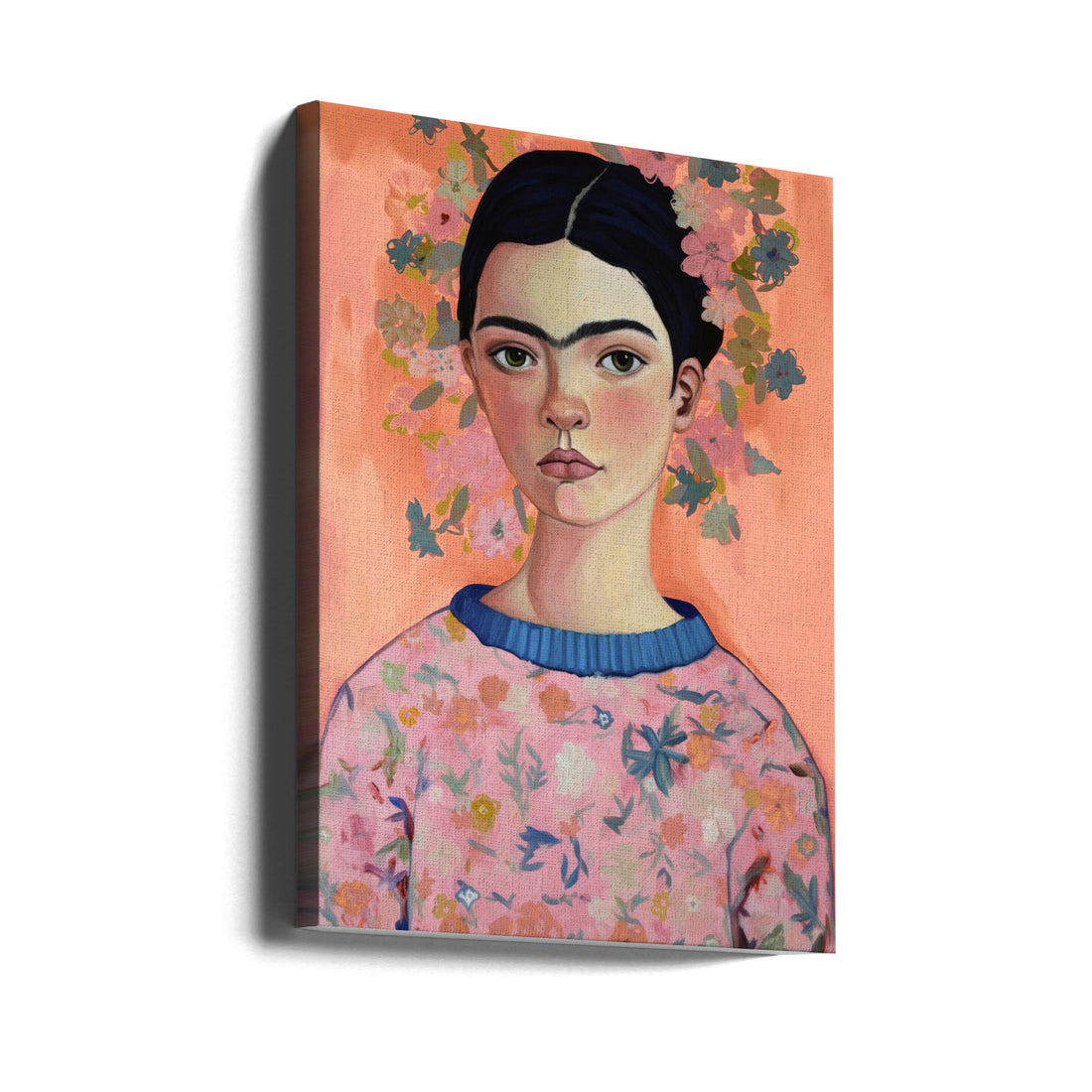 Young Frida by Treechild | Floral Portrait Illustration, Large Canvas Wall Art Print | Artsy Earth