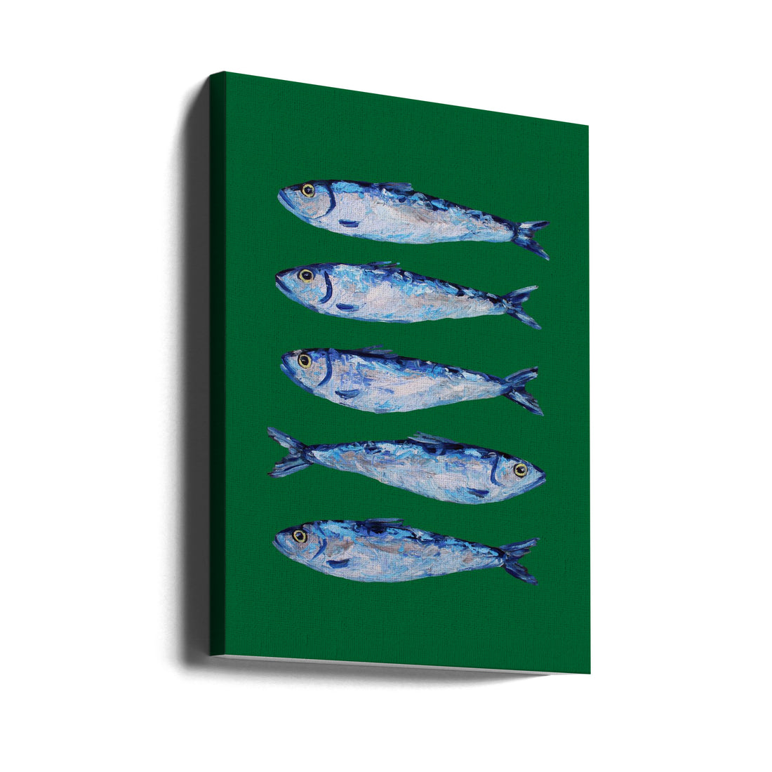 Sardines Forest Green by Alice Straker | Marine Life Illustration, Large Canvas Wall Art Print | Artsy Earth