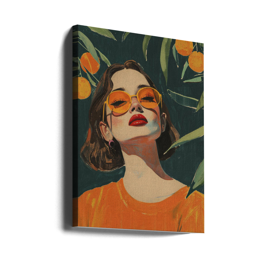 Under The Orange Tree by Treechild | Fashion Portrait Illustration, Large Canvas Wall Art Print | Artsy Earth